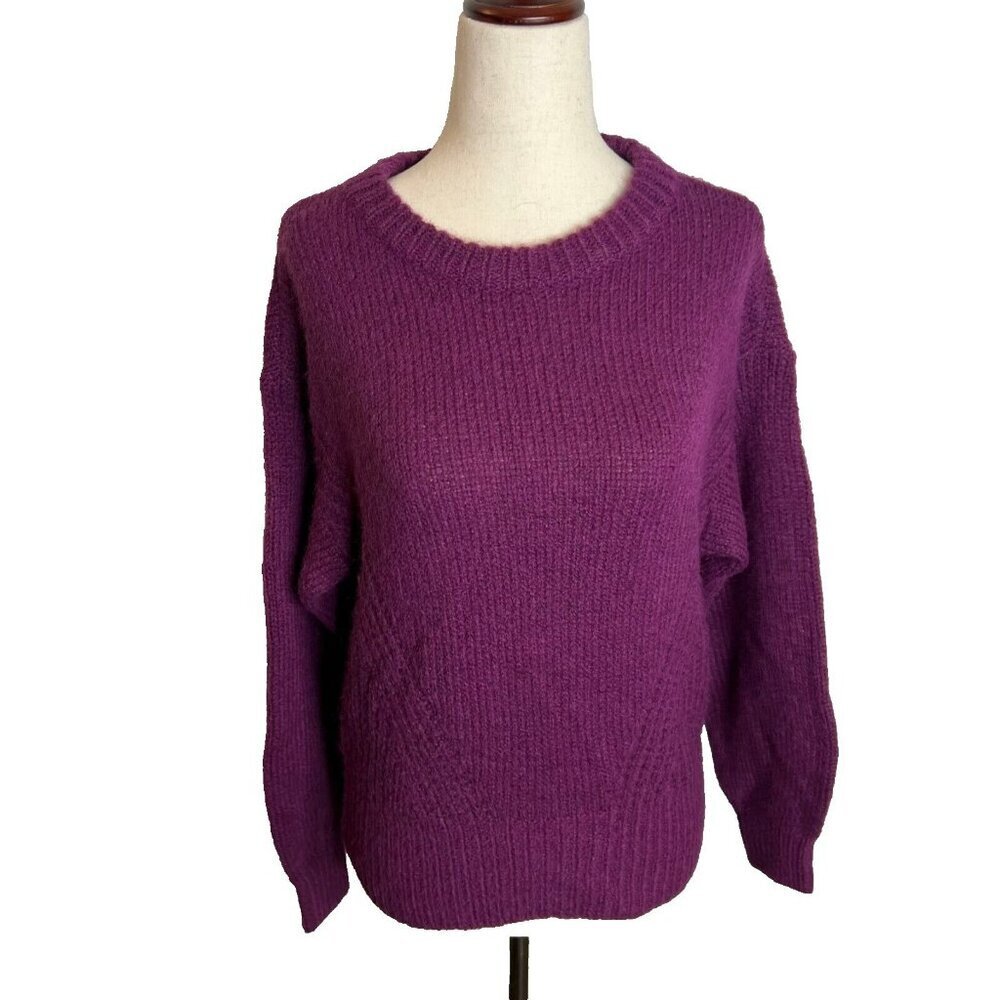 Madewell $80 Wool Blend Wedge Sweater Purple Size XS NO056 - Picture 1 of 7